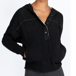 NWT CALME by JOHNNY WAS cozy smocked hoodie pullover Sz XS